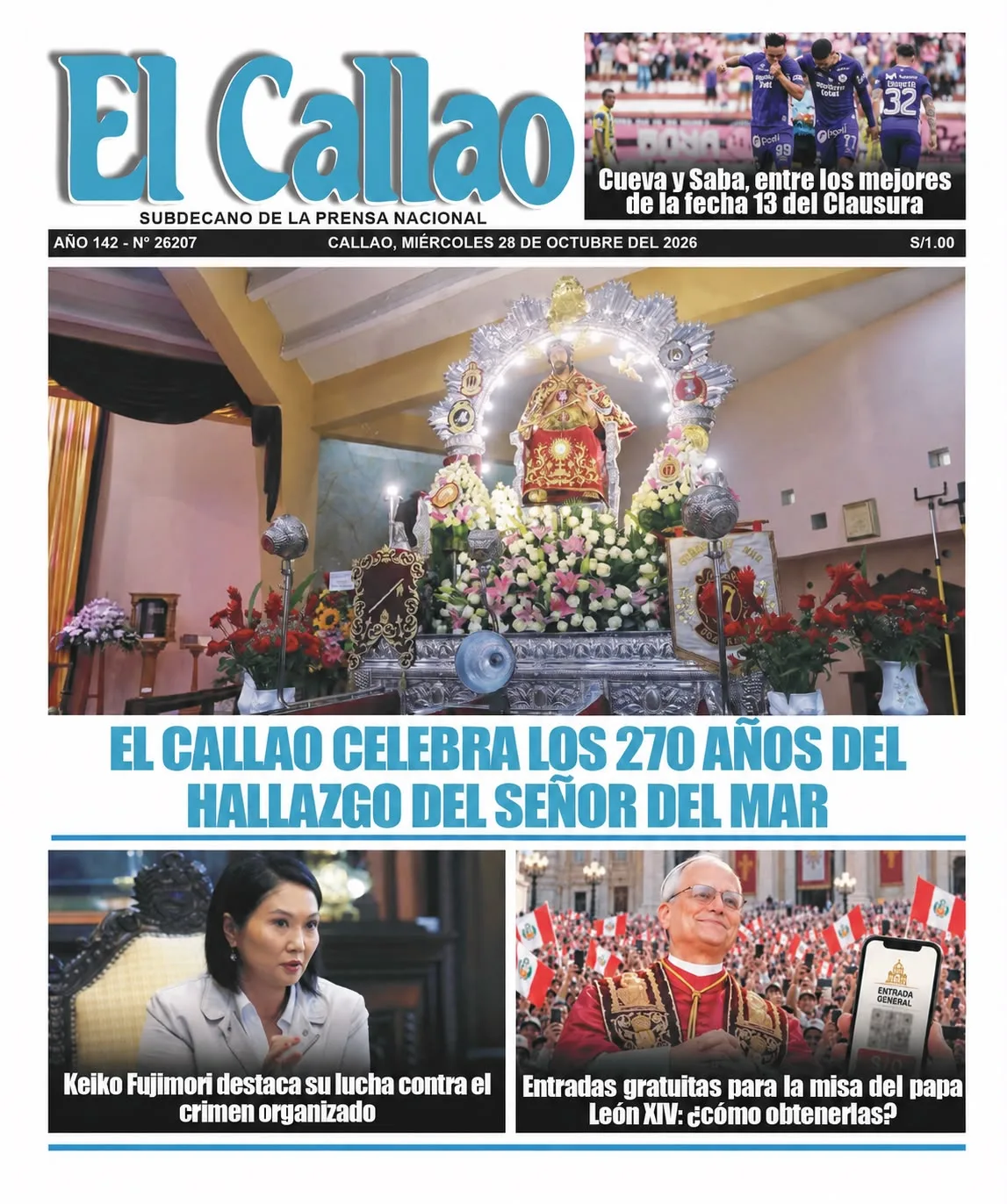 Portada del miércoles 28 de octubre de 2026